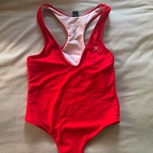 red “bay watch” one piece bikini